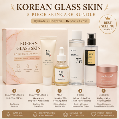 Skin Essentials 5 Piece Skincare Bundle | Beauty of Joseon, Anua, COSRX & Medicube Korean Beauty Set