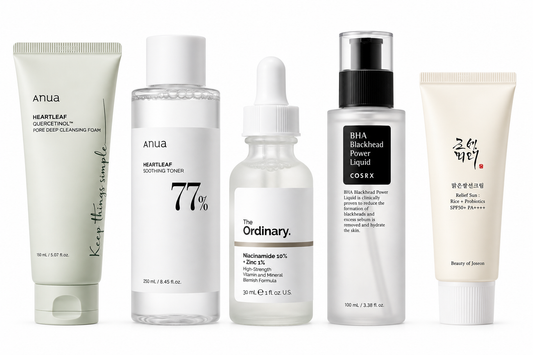 Acne Control & Oil Balancing 5 Piece Korean Skincare Bundle | Anua, COSRX, The Ordinary & Beauty of Joseon