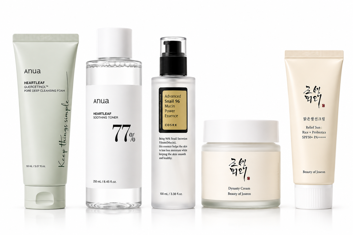 Sensitive Skin Barrier Repair 5 Piece Skincare Bundle | Anua, COSRX & Beauty of Joseon Hydrating Set